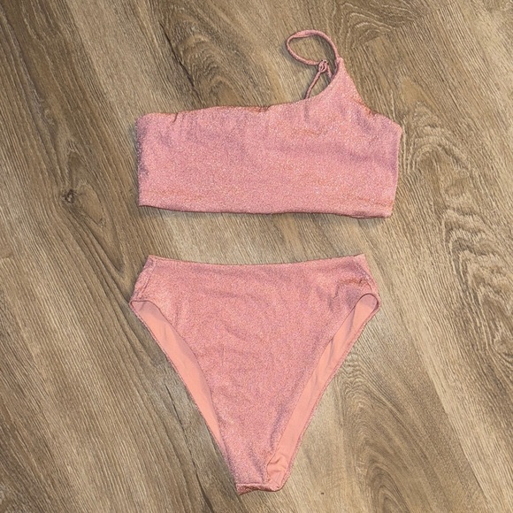 LuLus - Pink One-Shoulder Bikini Set - Picture 1 of 5